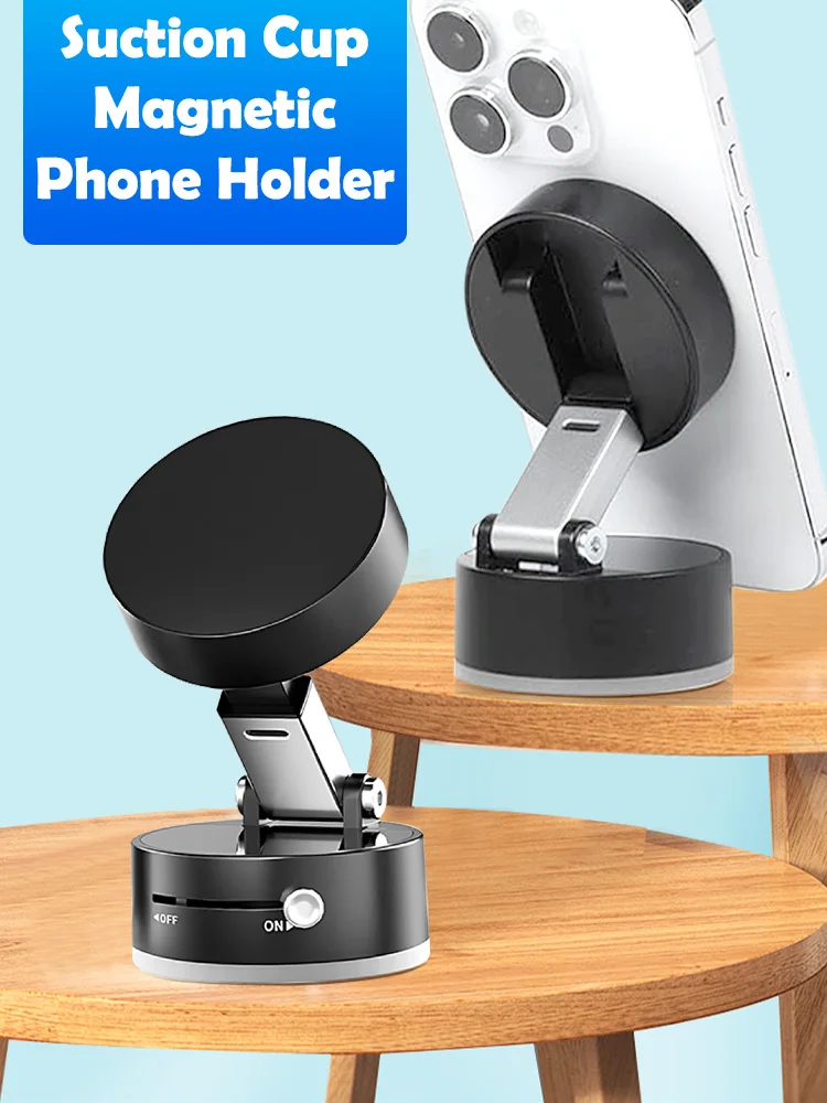Mini Vacuum Magnetic Suction Cup Holder Car Glass Vacuum Double Sided Magnetic Holder For Iphone Android Smartphone