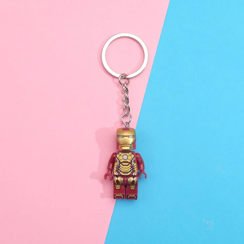 Disney Spider-Man Keychain Animation Building Blocks Keychain Cartoon Spider-Man Model Toy Car Bag Pendant Couple Gift