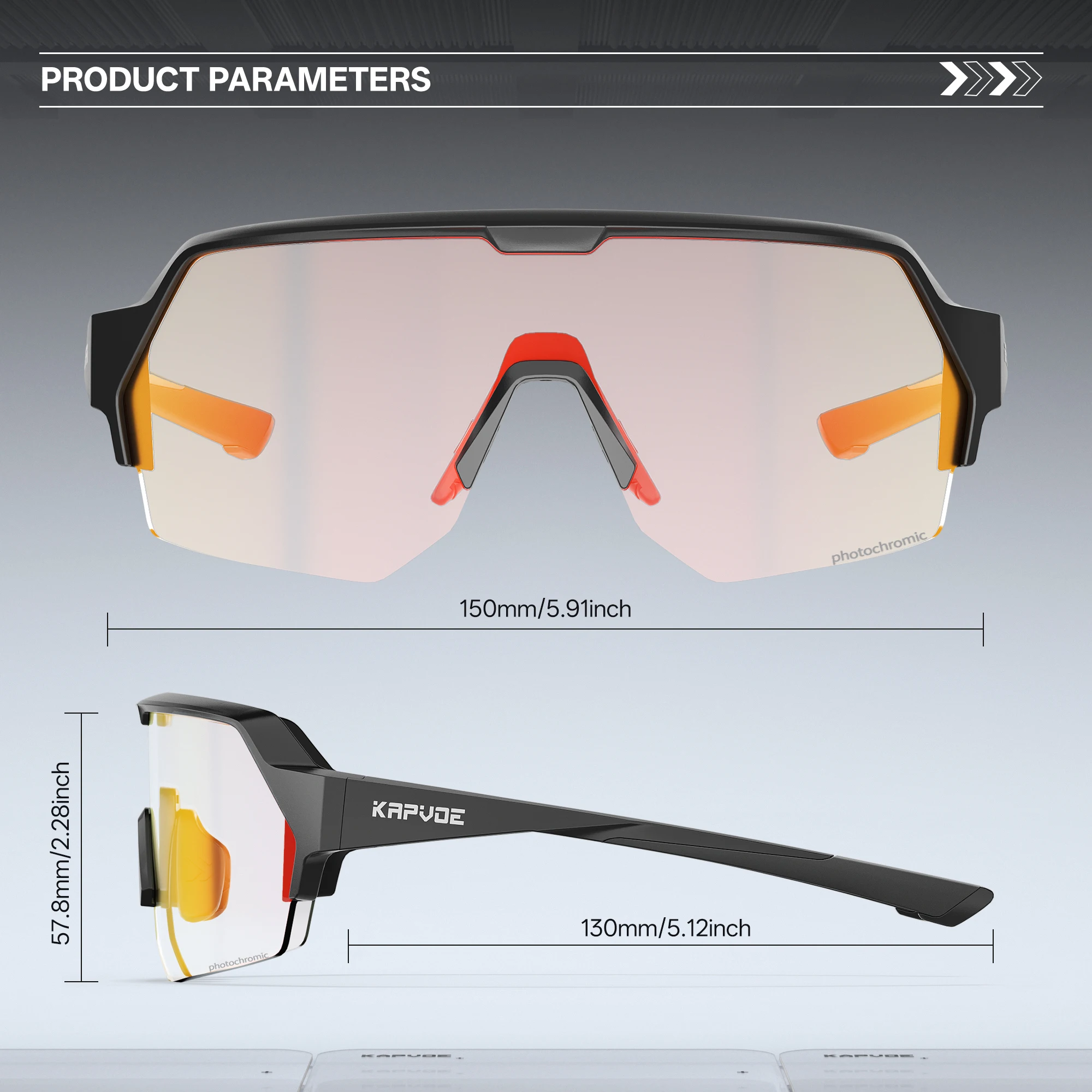 Kapvoe Photochromic Hiking Eyewear Cycling Glasses Bicycle for Outdoor Sports Sunglasses MTB Goggles Bike Men Cycl Equipment