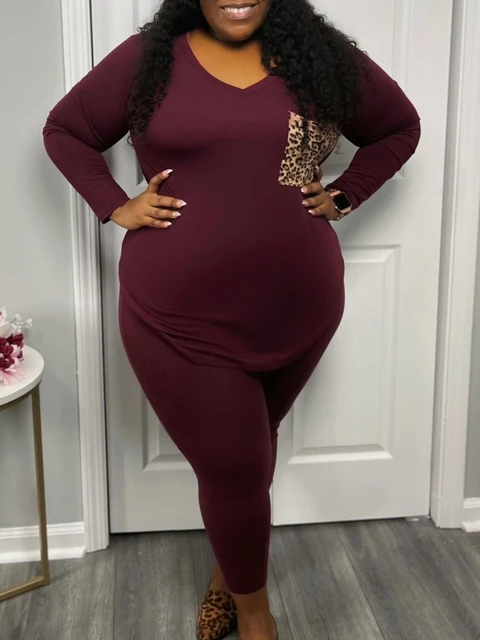 2pc. Plus-size Maternity Leggings Set