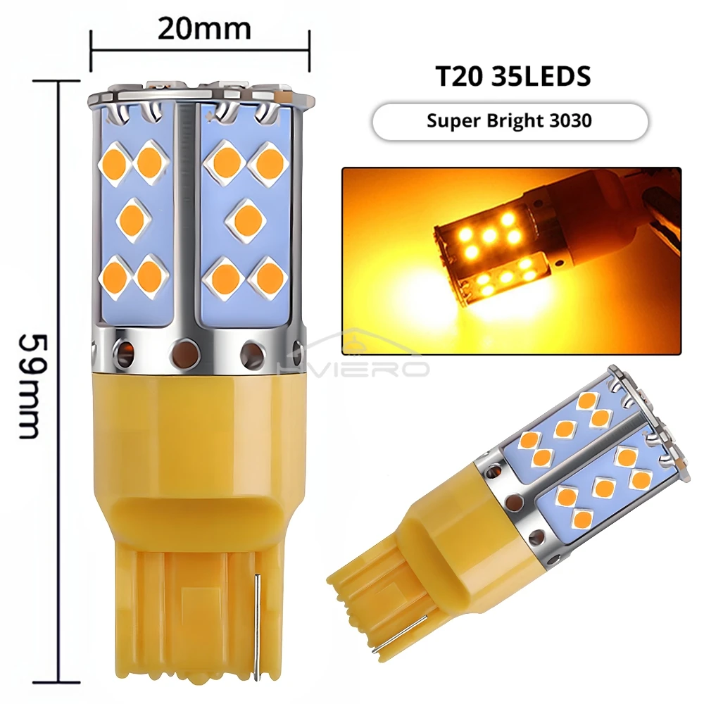 Ruiandsion BAW9S LED Bulbs - Pack Of 4 | Super Bright 3030 4SMD Lemon Yellow | 10-60V Non-Polarity For Turn Signal & Interior Lights