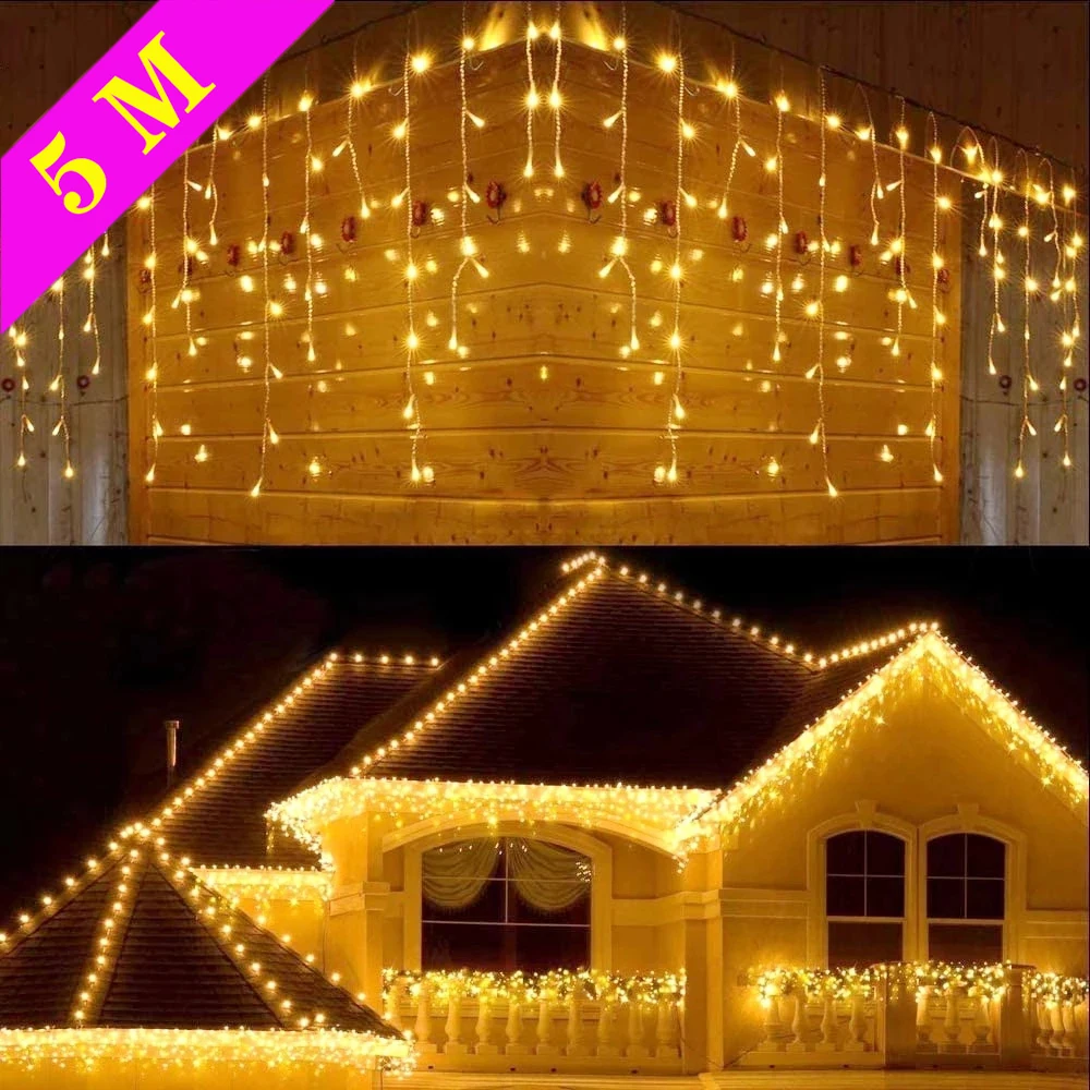 5M LED Christmas Lights Droop Outdoor Icicle String Lights for  Eaves Balcony House Decoration Outdoor Decorative Holiday Light holiday by house of sillage