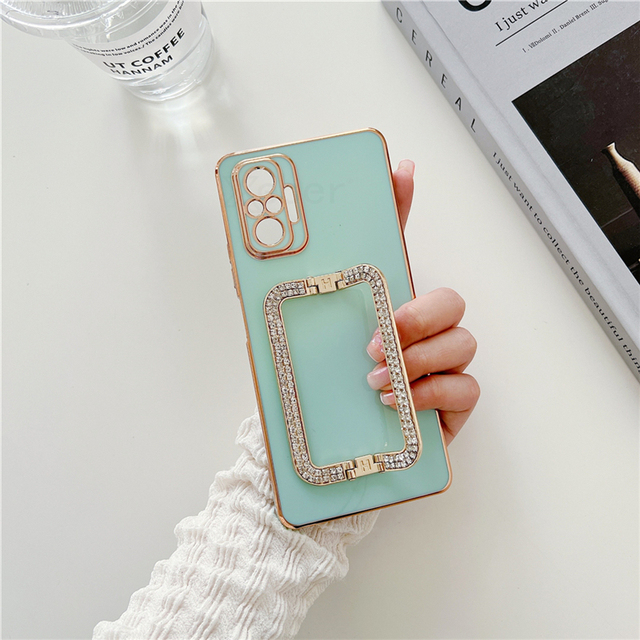 Plating Silicone Rhinestones Holder Case For Xiaomi POCO X3 M3 M4 12 Pro 11 Ultra 11T 10 Lite 10T Mix4 CIVI Diamond Stand