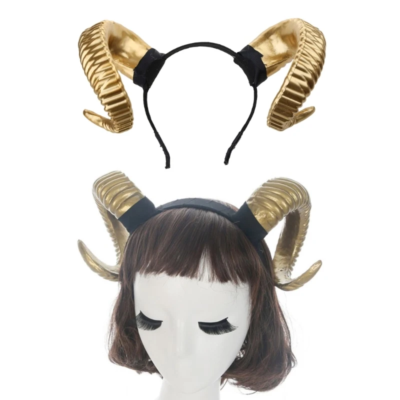 

Gothic Halloween Women Girls Headband Sheep Horn Forest Animal Cosplay Costume
