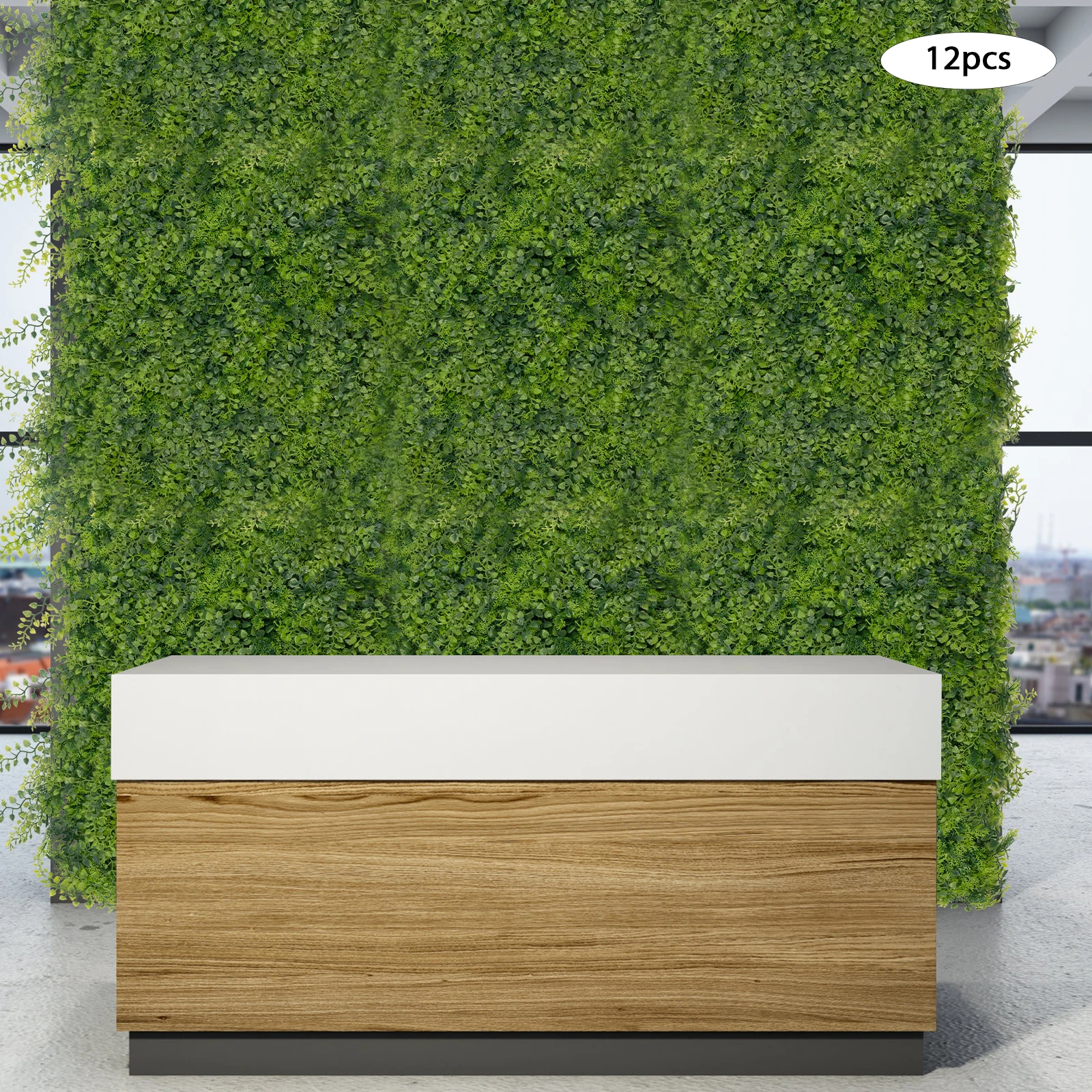 12PCSArtificialFernWallPanelFauxBoxwoodHedgeGreeneryBackdrop