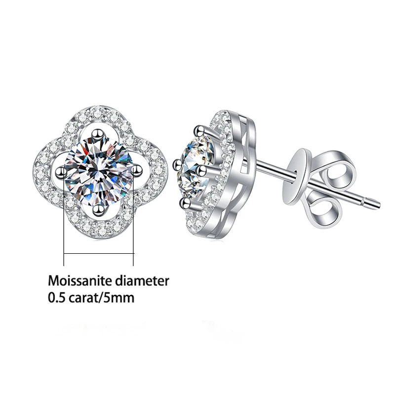 925 Sterling Silver Moissanite Stud Earrings - Worn Example