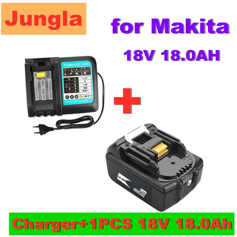 rechargeable battery pack 2PCS 18V 18.0Ah Rechargeable Battery 18000mah LiIon Battery Replacement Power Tool Battery for MAKITA  BL1860 BL1830+3A Charger button cell Batteries