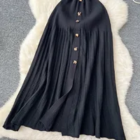 YuooMuoo Chic Fashion Elegant Patchwork Knitted Maxi Dress 2025 Summer Lady Turn-down Collar Shirt Sweater Dress Party Vestidos - Image 5
