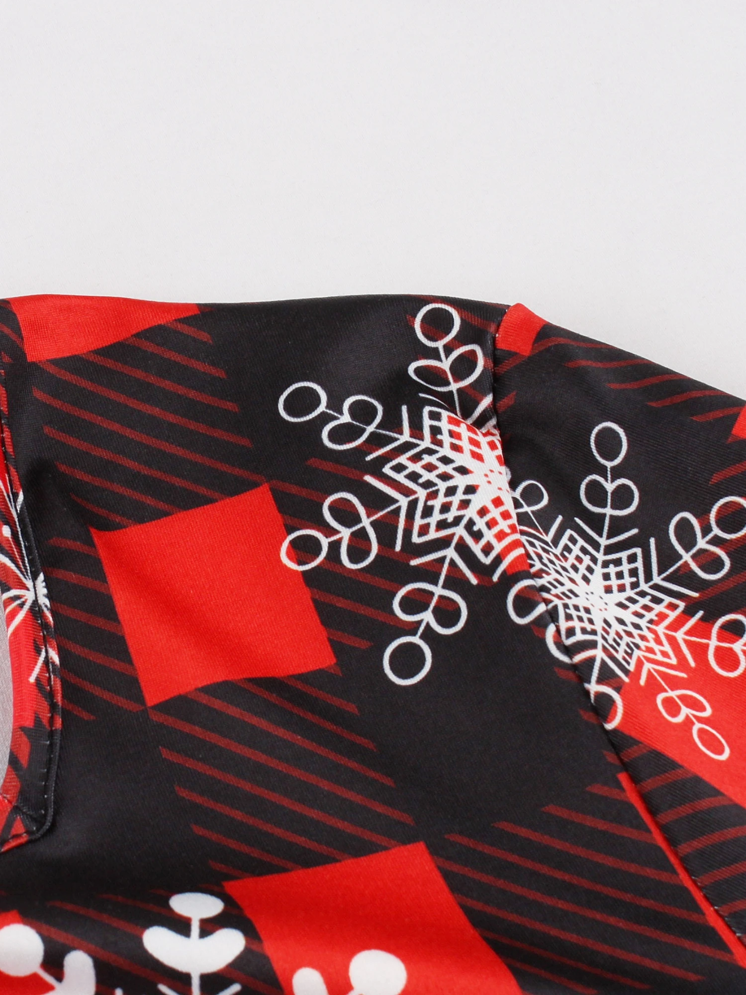 Spring and Autumn Christmas Party Square Neck Waist Long Sleeve Christmas Print Dress