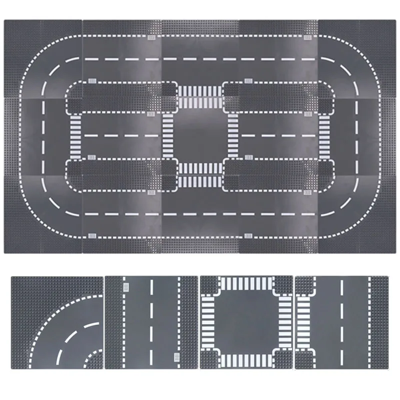 Классическая Базовая пластина для городских дорог, строительные блоки, сборные игрушки «сделай сам», строительные блоки для города, улицы, дорожного движения