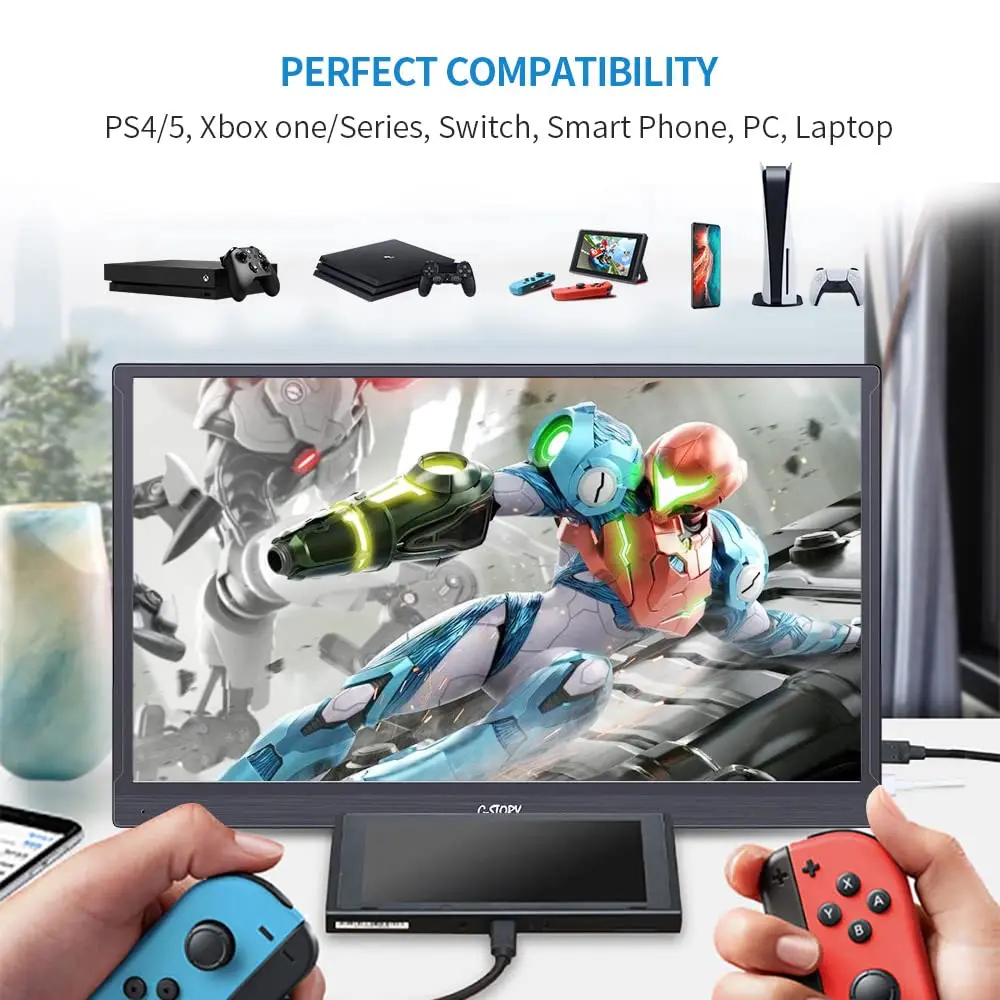 G-STORY ޴ 15.6 ġ IPS LCD , Ʈ ġ PS4 PS5 XBOX ̹ Ϳ USB-C HDMI