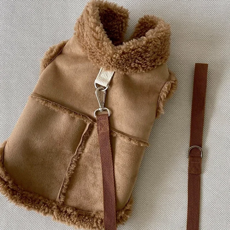 Pet Dog Clothes Cotton Coat Pet Warm Winter Teddy Thickened Jacket Frise Tractable Split Button Shirt
