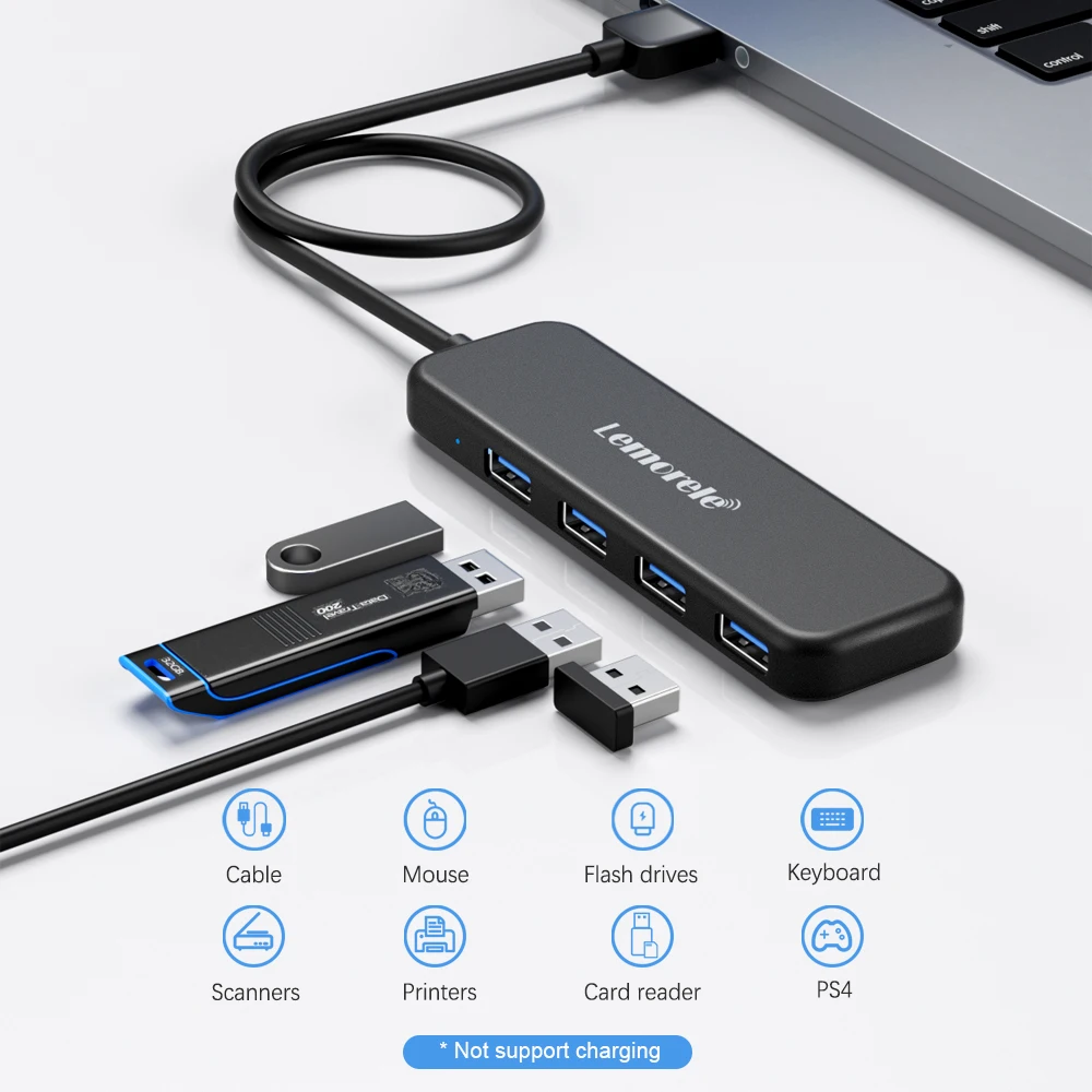 Lemorele-usb tipo c Hub Adaptador Usb 3.0 Alta Velocidade Transmissão de Dados para Laptop Janela Portas - Imagem 5