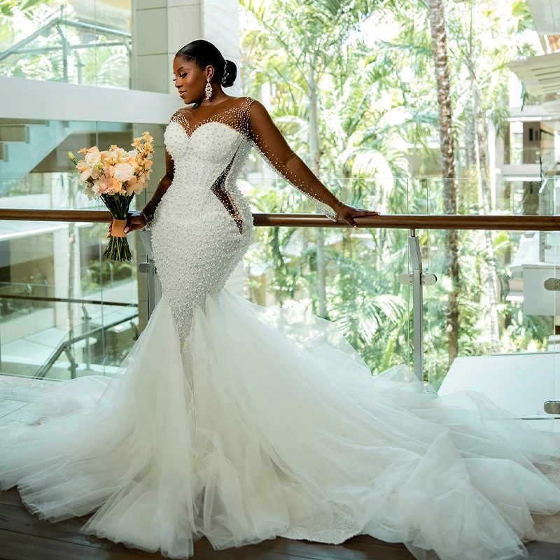 fitted lace wedding dress Sweetheart Sparkle Beaded Mermaid Bridal Gowns with Overskirt main image 1