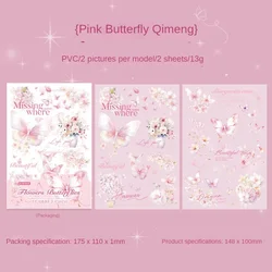 Butterfly Shadow PVC Transfer Stickers - 2 Pack for Scrapbooks and Diaries (175*110mm) (B Pink Butterfly)