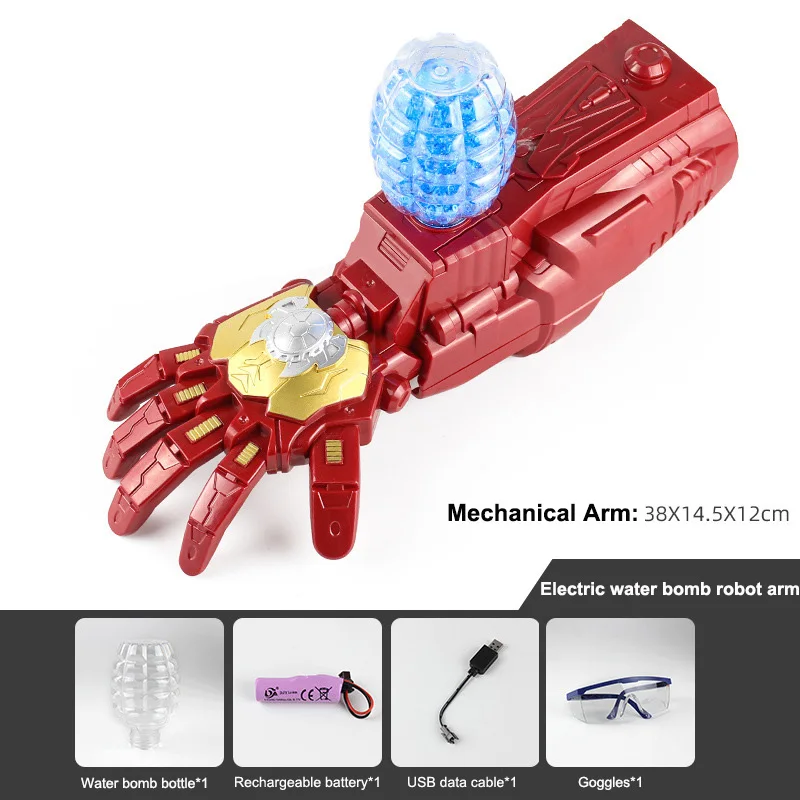 Pistola de gel de água mecânico elétrico Armas de brinquedo wearable Arma de combate Balas de bola Splatter Presentes Cosplay para meninos, 7-8mm, 2024