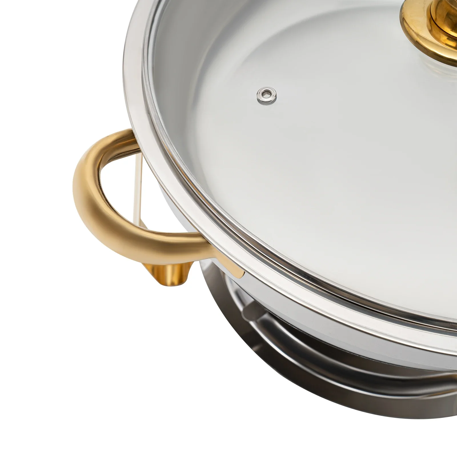 5-Quart Speisenwärmer-Set mit Glasdeckel & Brennstoffhalter, Wärmebehälter, Chafing Dish Buffet-Set, Runde Edelstahl-Chafing Dishes – Detail 8