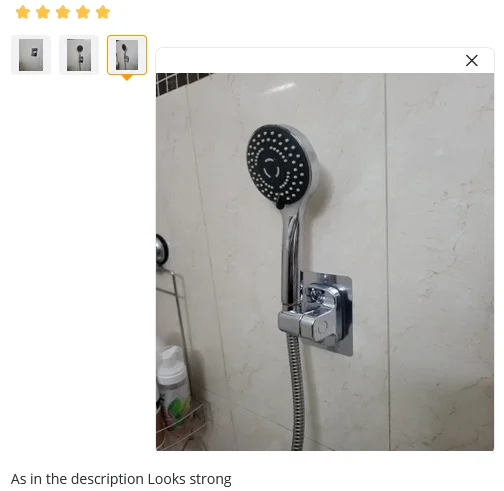 Description Picture 3 of itemShower Holder Suction Cup Holder 360° Adjustable Showerhead Holder Plating Shower Rail Head Holder Bathroom Wall Mount Bracket