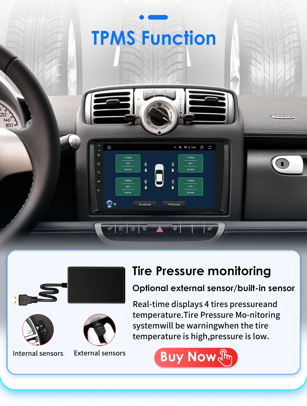 Hizpo AI Voice Wireless CarPlay Android Auto Radio For Smart Fortwo 451 2005 - 2010 4G BT Car Multimedia GPS 2din Autoradio 7862