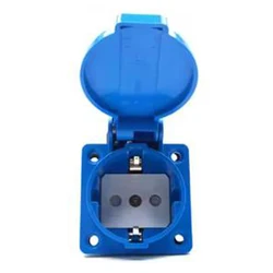 1pc Waterproof Dustproof Industrial Safety Power Outlet - Black Blue, 16A Type E/F - EU Waterproof (German Type E)