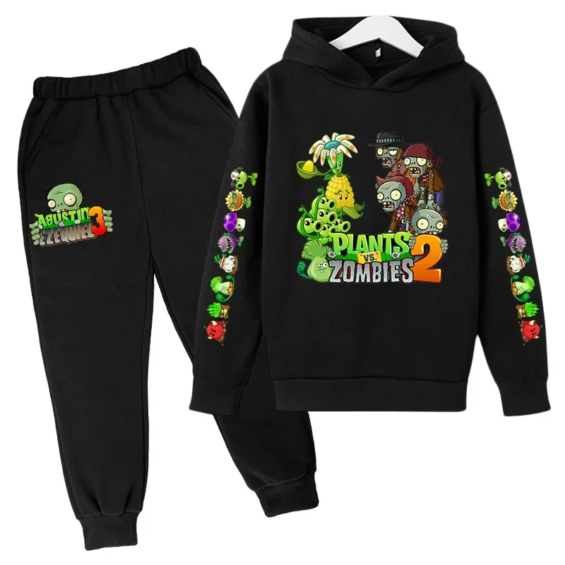 New Cartoon Plants vs. Zombie Clothing Autumn And Winter Children'S Clothes Long-Sleeved Suit Kids Sportswear Hoodie Costume Set 3