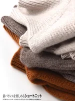 Autumn and winter new 100% pure cashmere sweater women's thick turtleneck sweater pullover loose knit sweater - Image 4