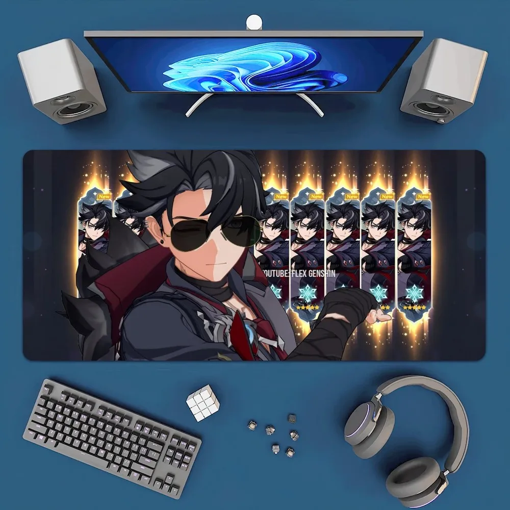 Game Genshin Impact Wriothesley Mousepad Office Large Mouse Mat Keyboard Mats Rubber PC Computer Game Big Anti-slip Mice Mat 2