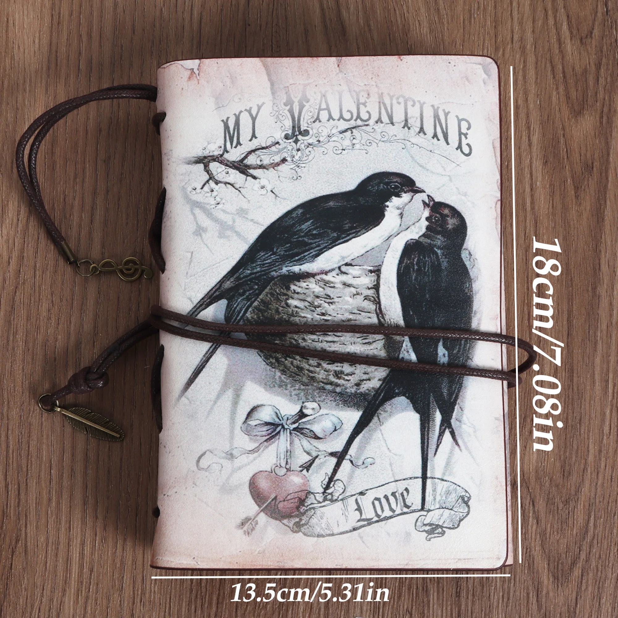 JAIIMAN Vintage Bird Waterproof Cowhide Journal Storage Notebook 1pc with 2 Stickers For Journal Supplies Arts Junk journal tools set