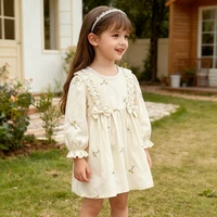 2025 New Autumn Baby Girl Dress Girl Party Dress Kid Princess Bow Embroidery Dresses 2-6Y Long Sleeved Cotton Print Sister Dress