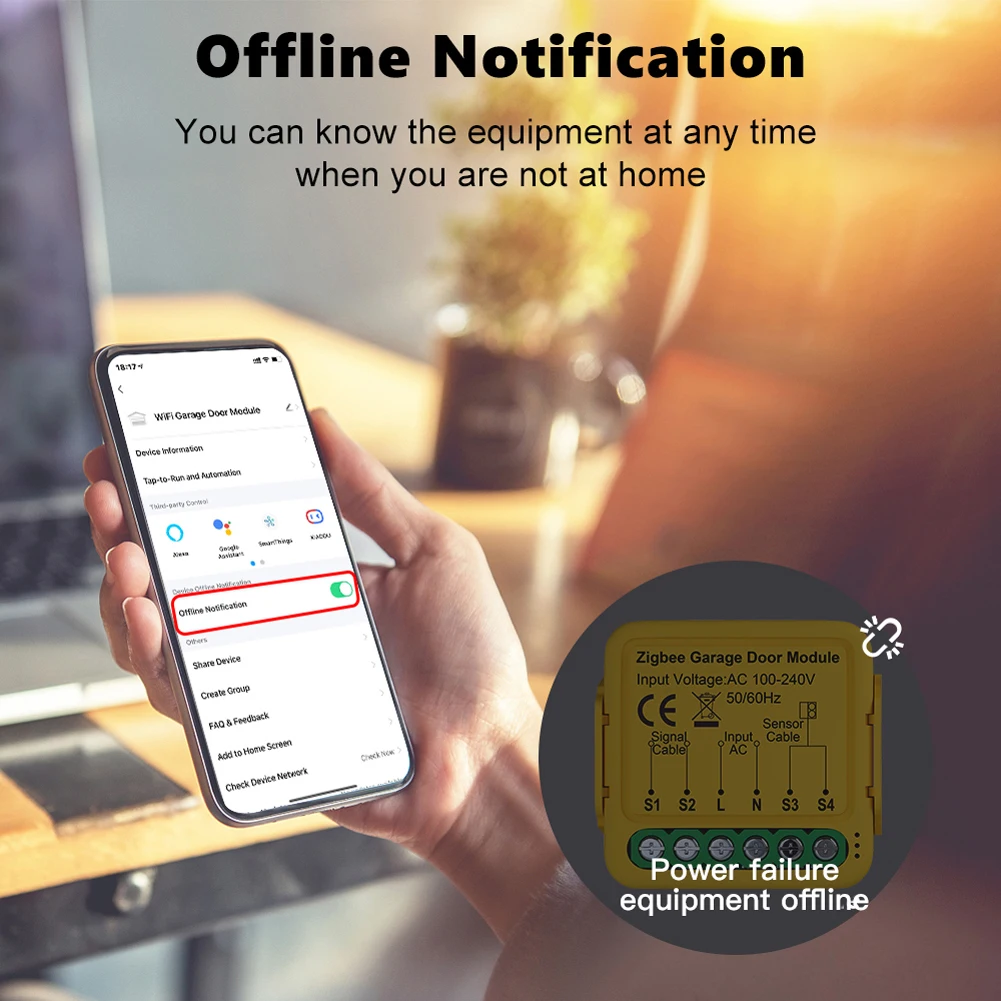 Tuya ZigBee 게이트 오프너 지능형 차고 문짝 컨트롤러 모듈, 휴대폰 원격 Tuya 앱 제어, Alexa와 호환 가능