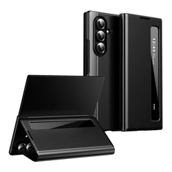 Luxury Flip Cover with Window View and Smart Call Features in Premium PU Leather - Galaxy Z Fold4 (Black)