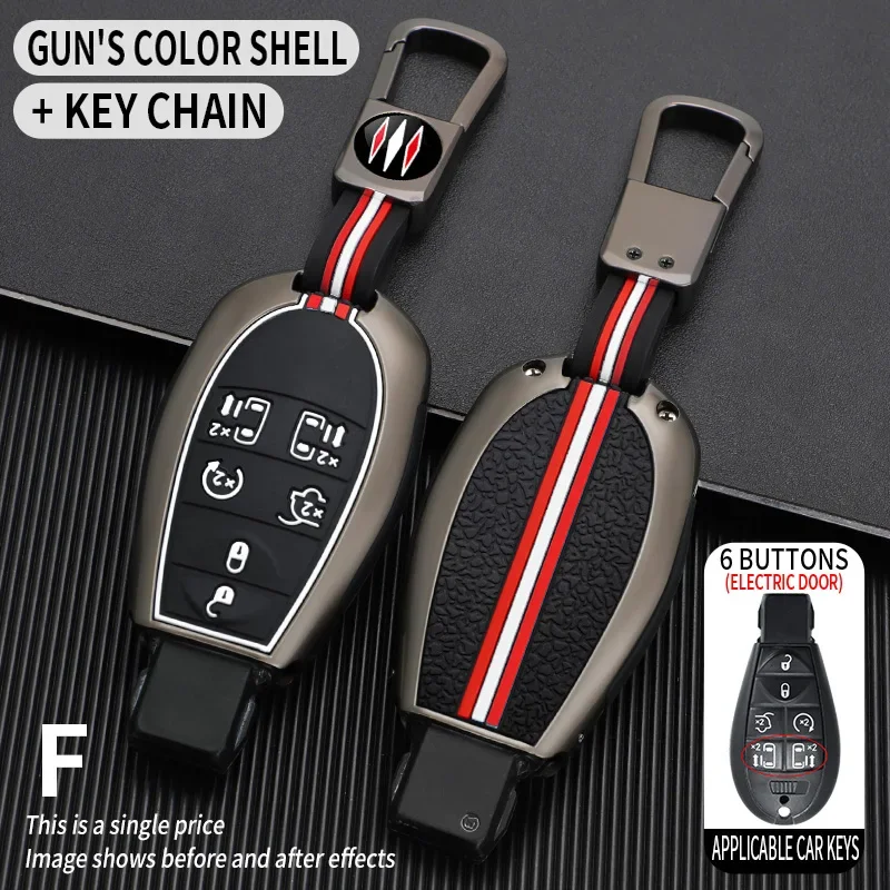 Metal Car Key Case Cover Fob Shell for Chrysler 300C Jeep Commende Dodge Durango Ram Grand Voyager Caravan Cherokee Town