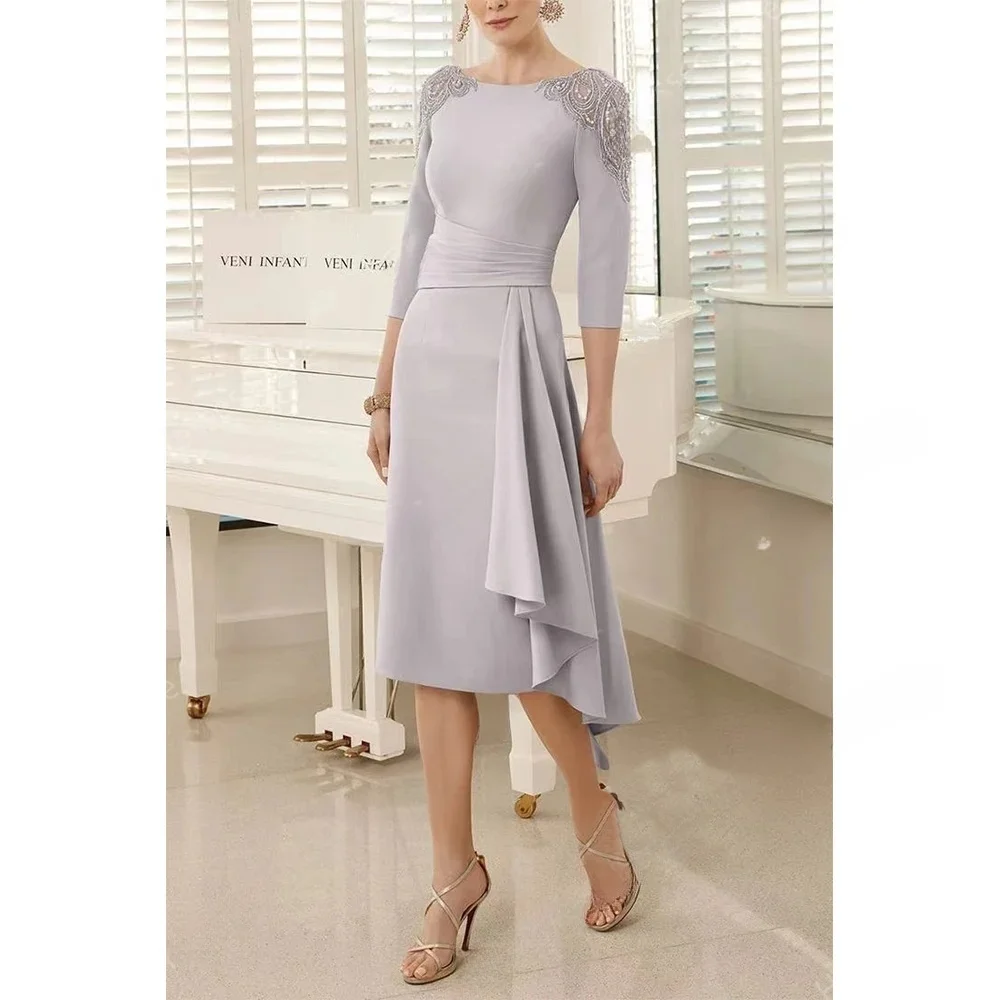 Mother of the Bride Dresses Chiffon Tea-Length A-Line Wedding Party Evening Gala Dress For Women