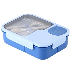 Portable Microwave - Safe Lunch Box with Utensils - Reusable Bento Container, Quality Plastic - 1 (BL)