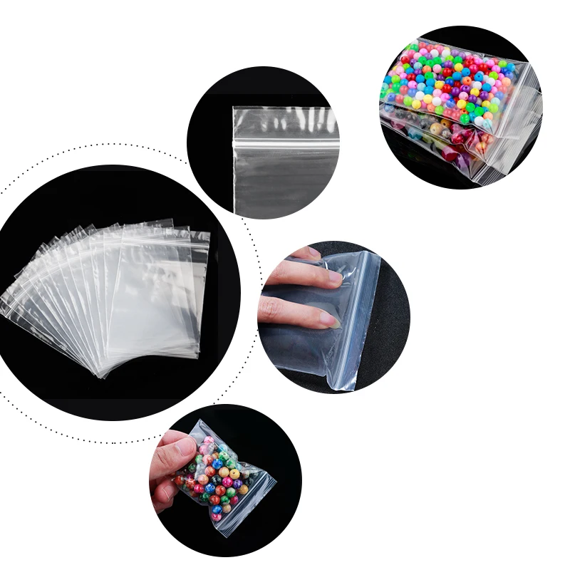 20-100 teile/los mehrere Größe transparente Kunststoff selbst dichtende Tasche für lose Perlen Rocailles Schmuck Veranstalter Paket Taschen – Detail 2