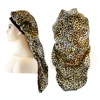 Satin Bonnet Cap Night Sleep Hat Wide Elastic Bands Long Hair Care Wrap For Women Leopard Print 1