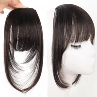 Extensions de cheveux synthétiques droites pour femmes avec frange superposée frange latérale postiche d'apparence naturelle pour un style polyvalent 4