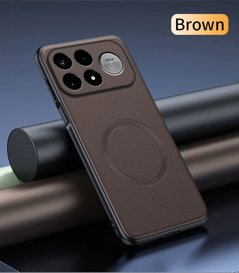 Luxury PU Leather Magnetic Case with Wireless Charging - Shockproof Business Soft Cover