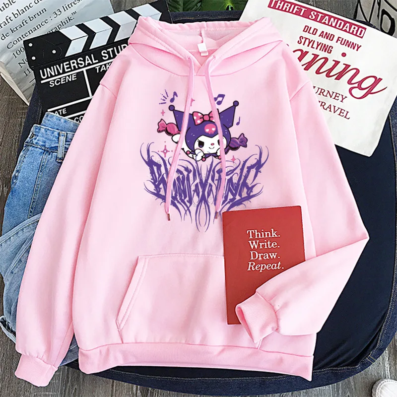 Japanese Anime Sanrio Kuromi Cute Women's Hoodie Student Y2K Sweatshirt Spring and Autumn Outdoor Sports and Leisure Pullover 4
