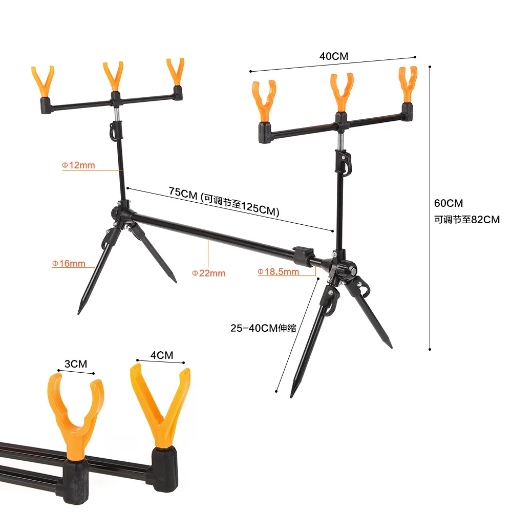 Portable Stainless Steel Telescopic Fishing Pole Pod Quick Overall Disassembly Fishing Rod Holder Stand