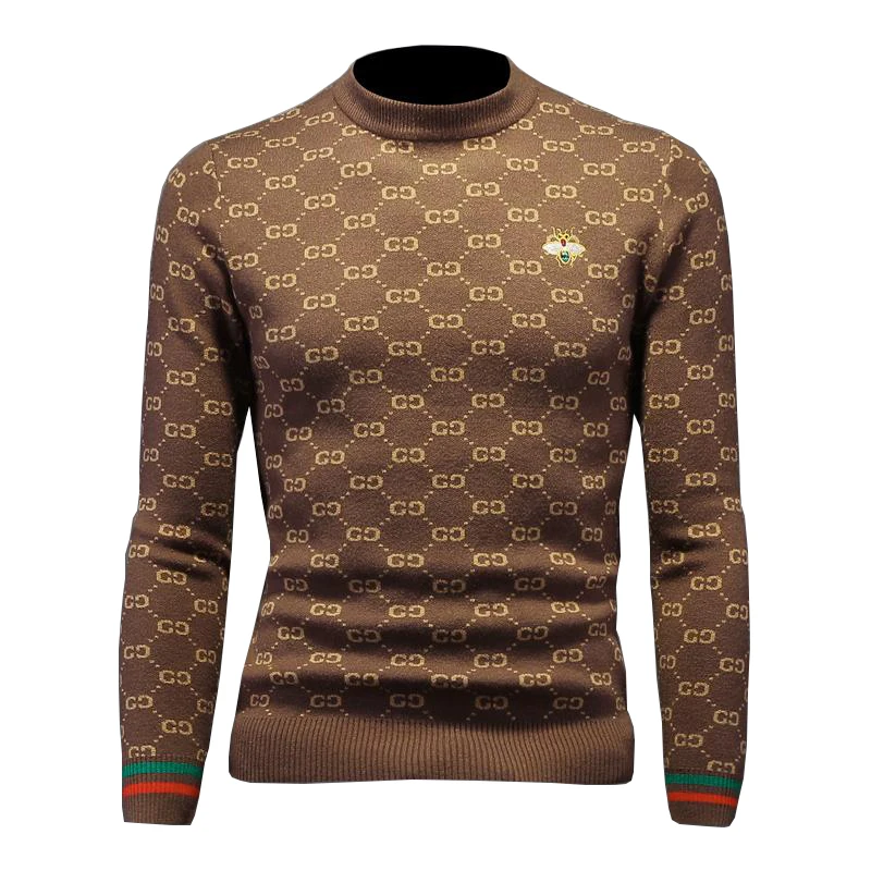 

New Autumn Men's Jacquard Embroidery Sweater High Quality Winter Luxury Knitted Casual Round Neck Slim Fit Warm Sweaters Men 5XL