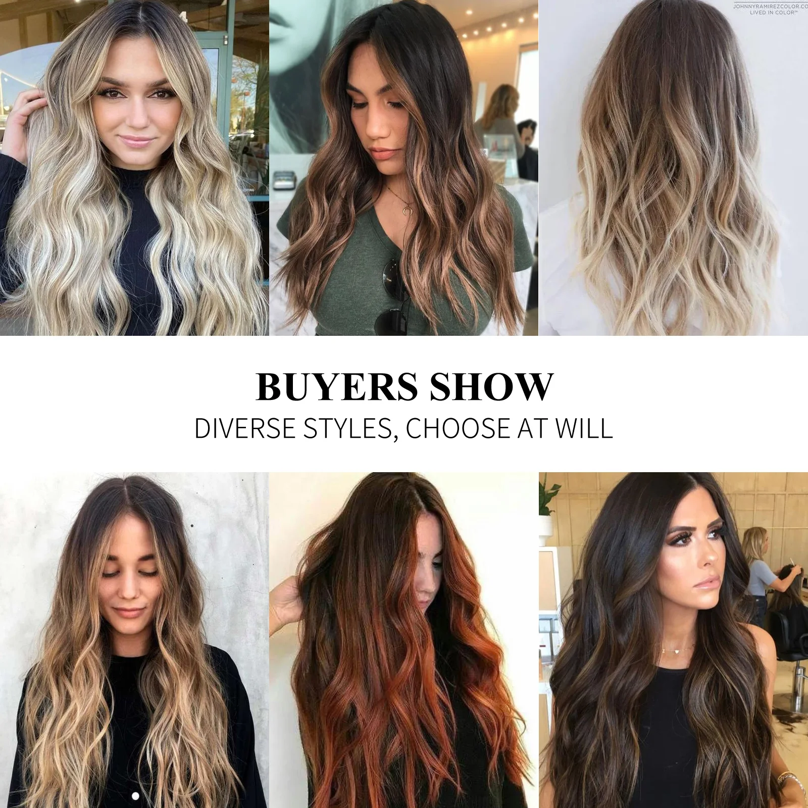 Synthetic Long Wave No Clip Hair Extensions One Piece False Hairpiece Ombre Black Brown Natural Fish Line Hairpiece Women