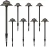 Pathway Lights Kits 3W LED 8PK Outdoor Low Voltage Landscape Lighting 180 Lumen Hardwired 2 Tier Pagoda Path Light 3000K Warm Wh 1