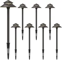 Pathway Lights Kits 3W LED 8PK Outdoor Low Voltage Landscape Lighting 180 Lumen Hardwired 2 Tier Pagoda Path Light 3000K Warm Wh 1