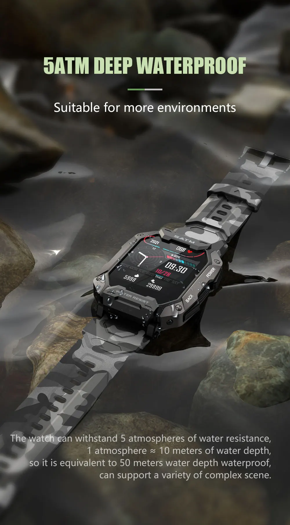 2022 New Swim Sport Smart Watch Men Heart Rate Blood Pressure Smartwatch 5ATM Waterproof Fitness Watch Bluetooth For Android ios