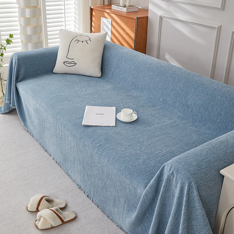 Herringbone Chenille Solid Color Sofa Towel Sofa Cover Cushion Thickened Functional Blanket Universal for All Seasons