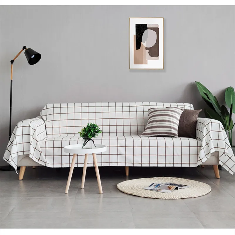 

Four Seasons Universal Cloth Cover Towel Full Cover Anti Slip Full Package Modern Simple Nordic Plaid Sofa Towel