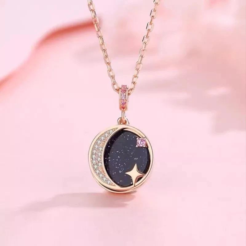 Hot Selling Star Moon Necklace Party Matching Jewelry Girl Princess Fashion Necklace Shiny Simple Exquisite Gift Luxury Fairy