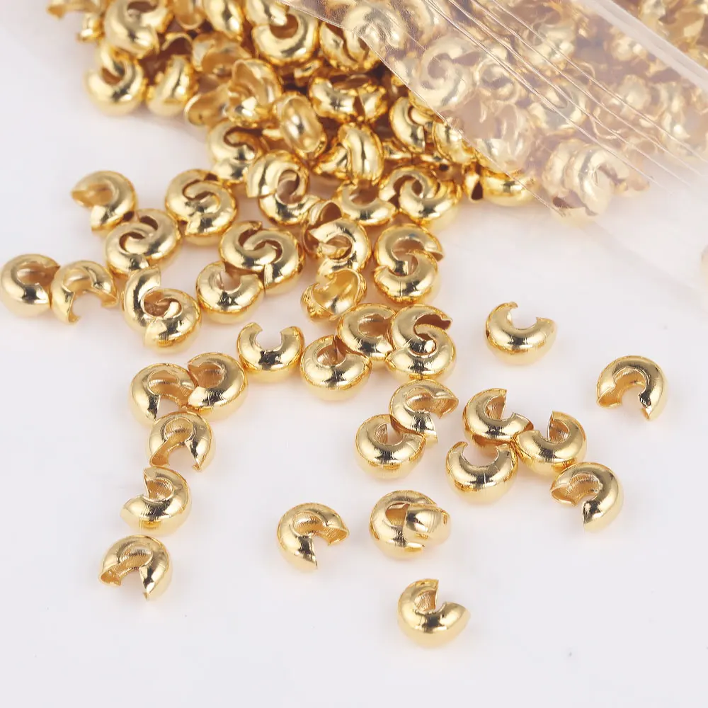 50 stücke edelstahl Abdeckungen Crimp Ende Perlen Stopper Spacer Perlen Für Schmuck, Die Entdeckungen Liefert DIY Öffnen Crimp Perlen – Detail 1