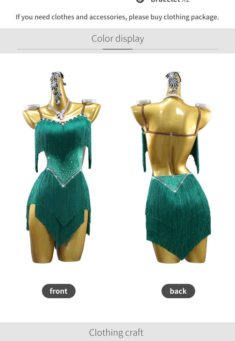 Neue Latin Dance Kostüm Mädchen Linie Kleid Abend Fransen Rock Tragen Frauen Kabarett Anzug Sexy Outfits Amerikanischen Party Prom Kleidung – Detail 5